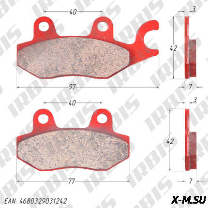 Колодки тормозные дисковый KAWASAKI, CF Z8,Z6,U8, BRP COMMANDER, BRP MAVERICK (п